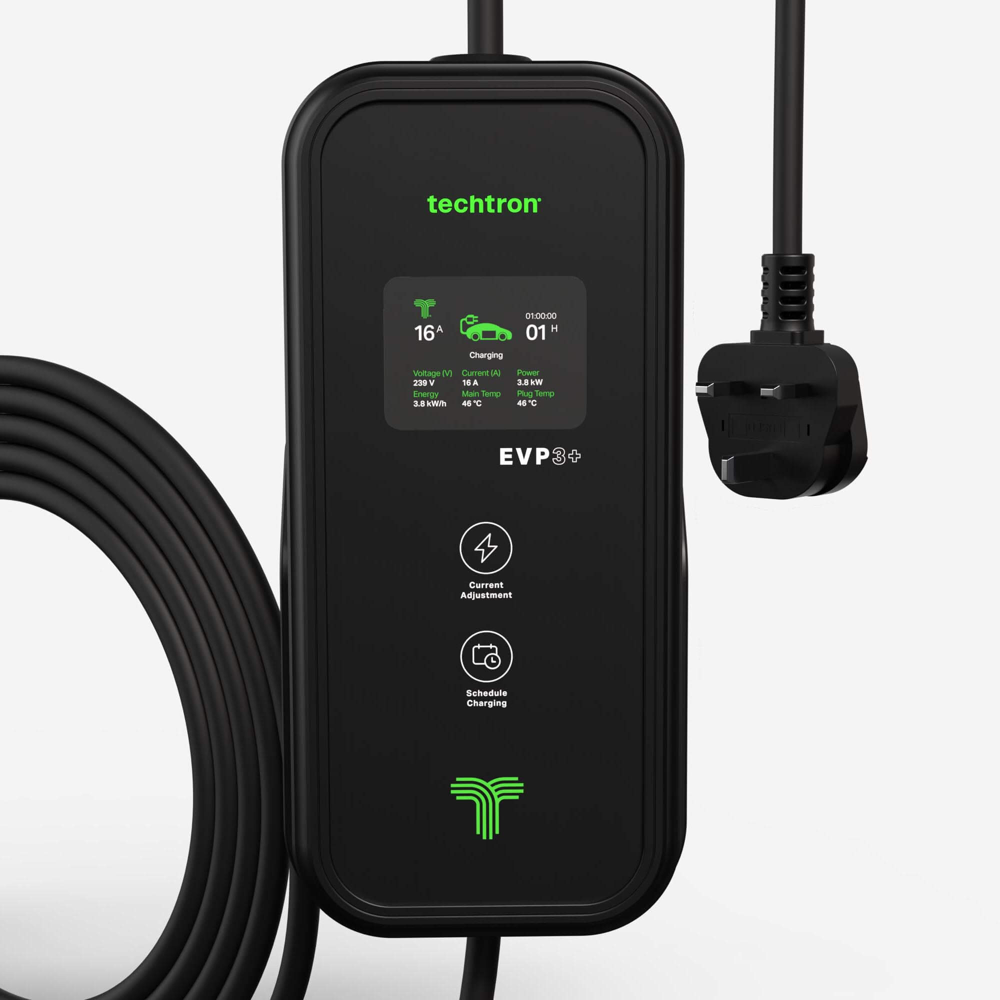 techtron EVP3/3+ Bluetooth + Wi-Fi (3.6 kW, Level 1, Type 2) Portable ev-Charger techtron