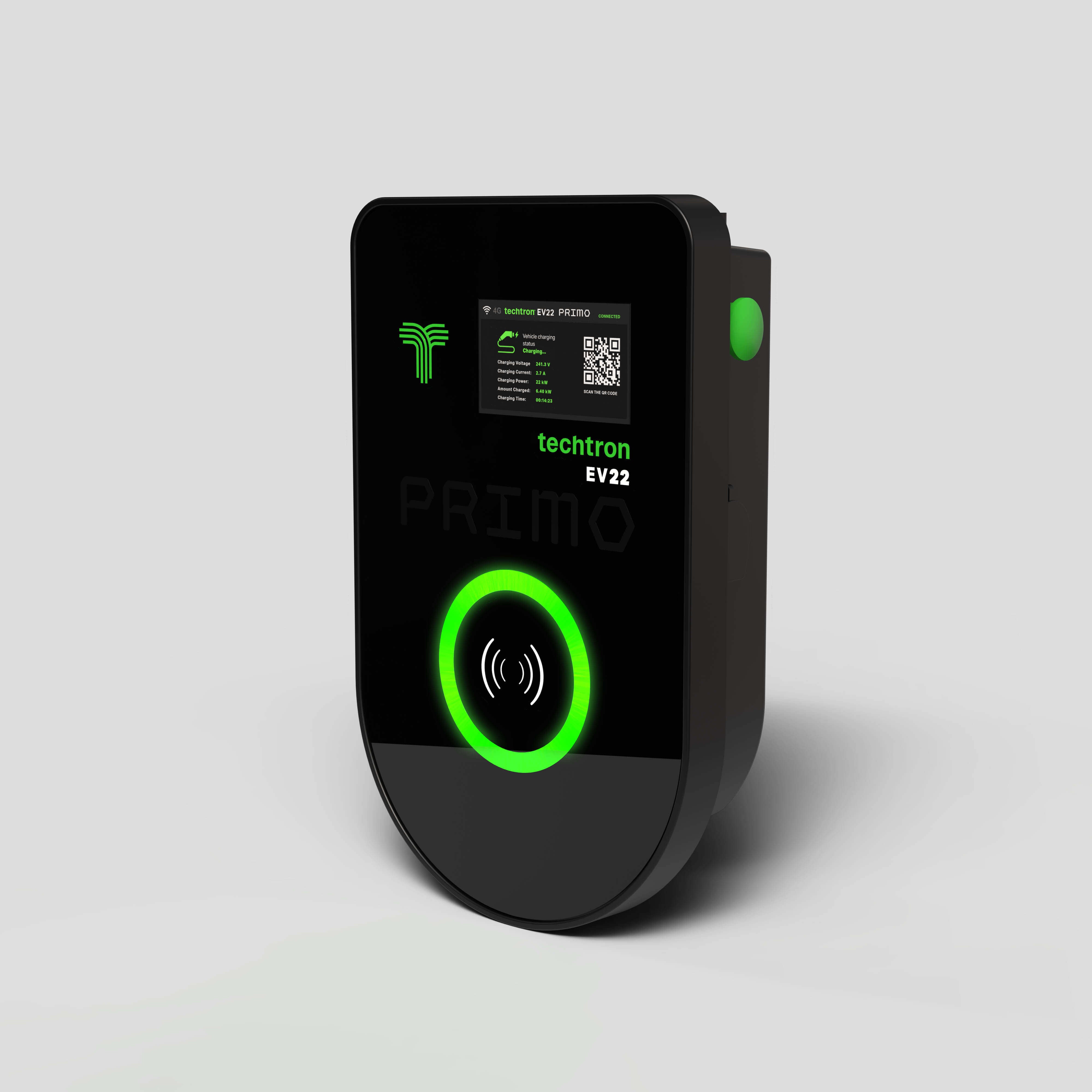 techtron EV22 PRIMO - Voice Controlled + Touchscreen ev-Charger (22 kW, Level 3) - Type 2 techtron