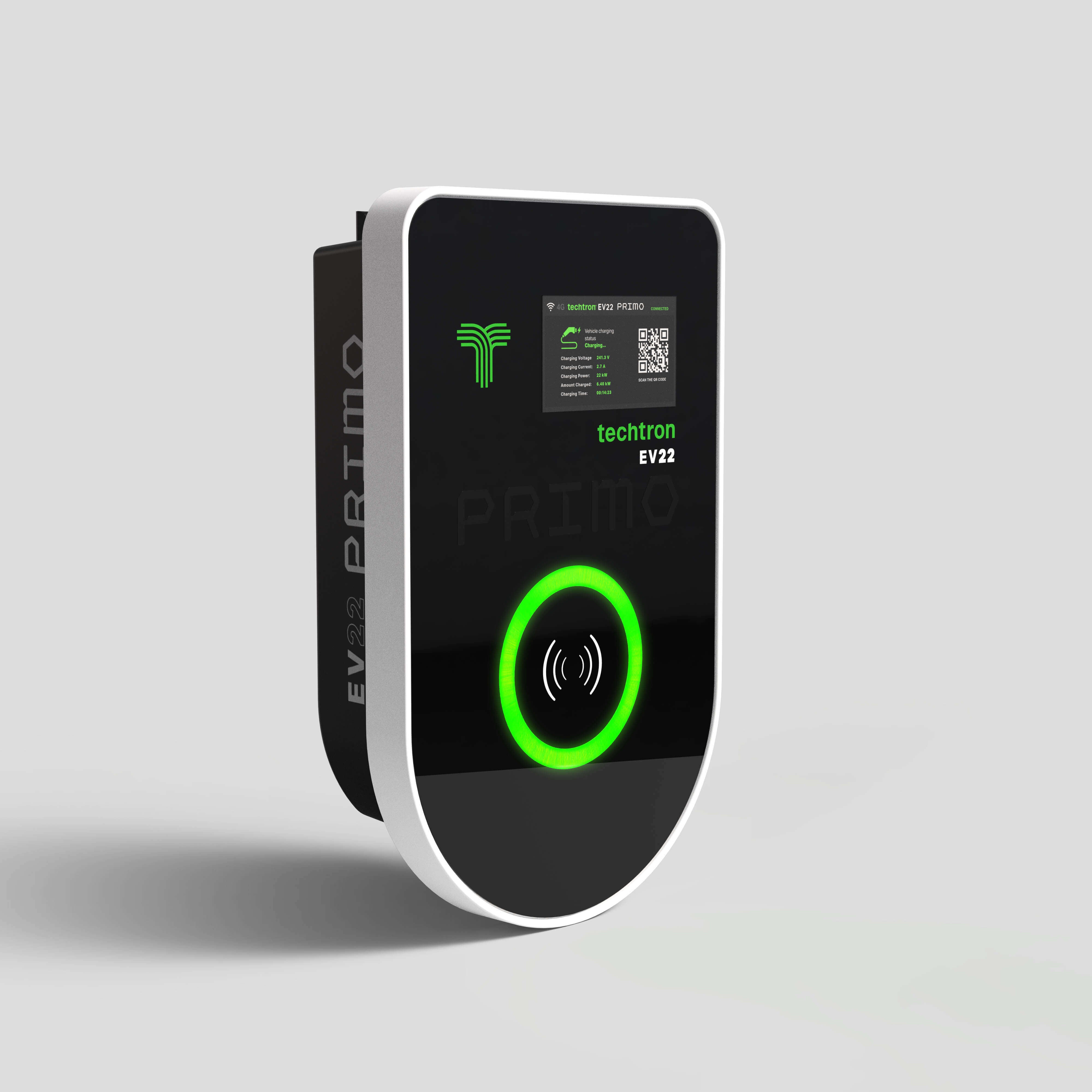 techtron EV22 PRIMO - Voice Controlled + Touchscreen ev-Charger (22 kW, Level 3) - Type 2 techtron